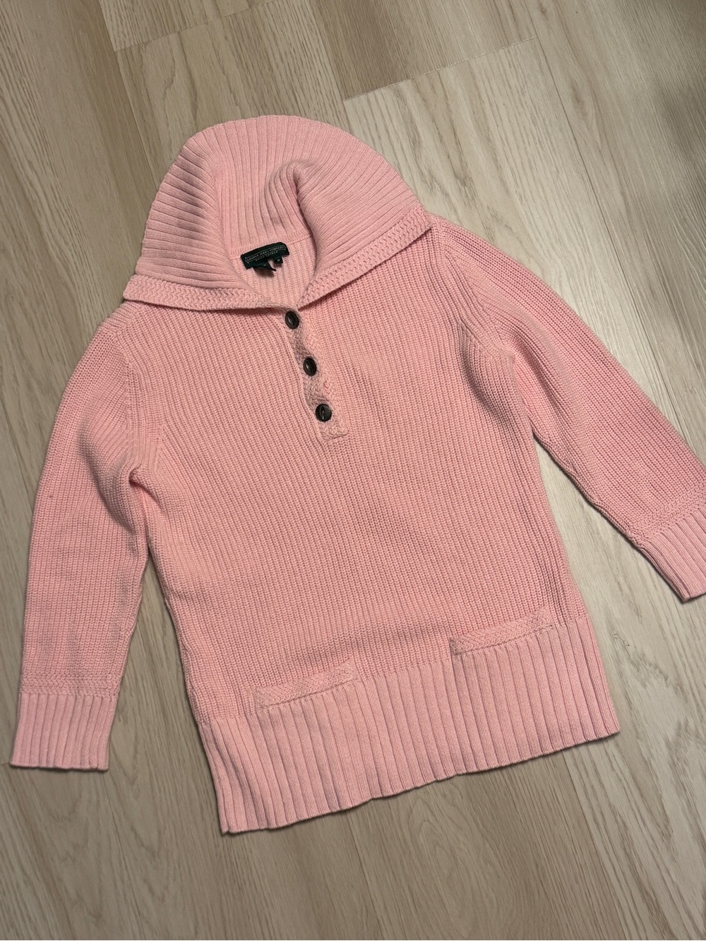 Ralph Lauren Jeans Company Pale Pink Button Shawl Neck Cardigan Sweater pockets
